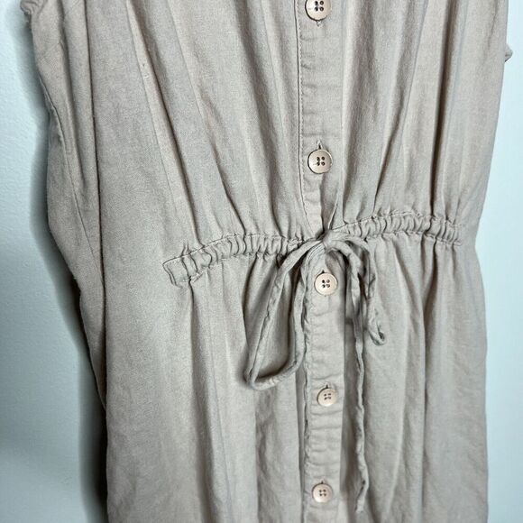 Tavik+ Womens Dress Large Button Front Tie Waist Midi Collared Linen Rayon Blend - Picture 12 of 15